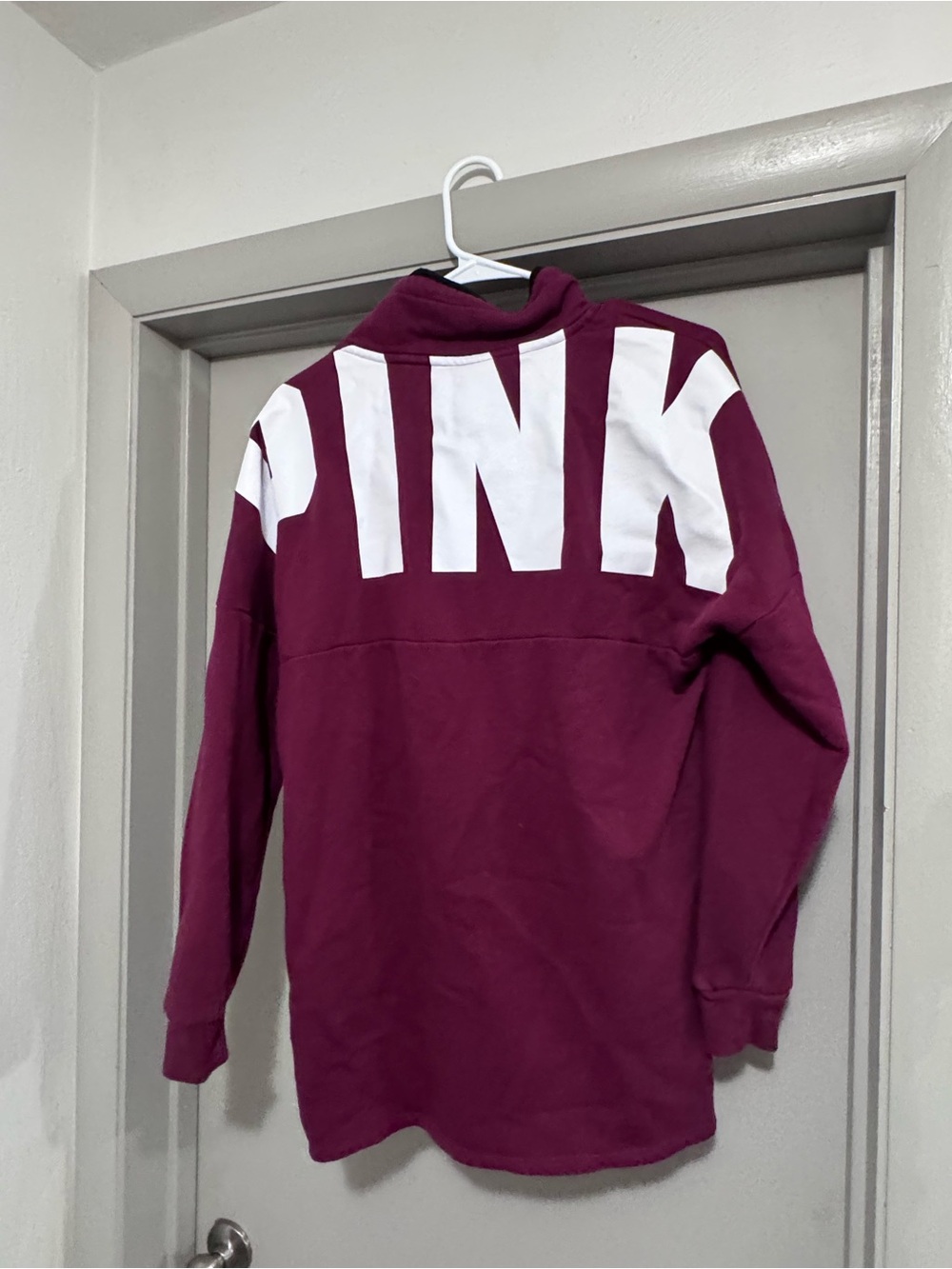 PINK Victoria's Secret Burgundy Crewneck Sweatshirt with White Logo